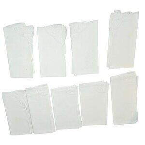 8 Vintage Napkins Linen White Lace Embroidered Floral Corners 15x15"